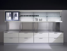 Wall shelving and refrigerated display. Refrigerated counter
