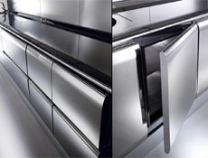 Stainless steel refrigerated counter drawers and doors