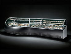 Cora 3: deli / pastry and gelato / ice cream 30° curve display with front curve panels