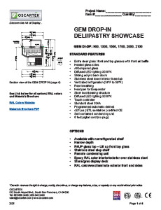 Download Gem Drop In Deli / Pastry Spec Sheets