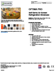 Download Optima Pro Self Serve Spec Sheets