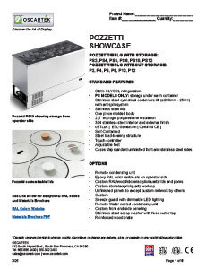 Download Pozzetti Gelato / Ice Cream Spec Sheets