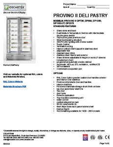Download Provino II Deli / Pastry Spec Sheets