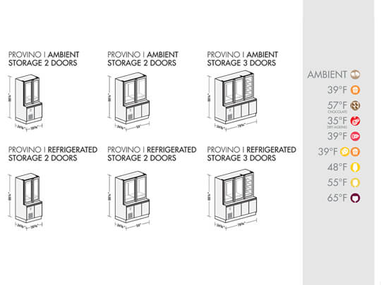 Provino: I series Ambient or Refrigerated, with 2 or 3 doors